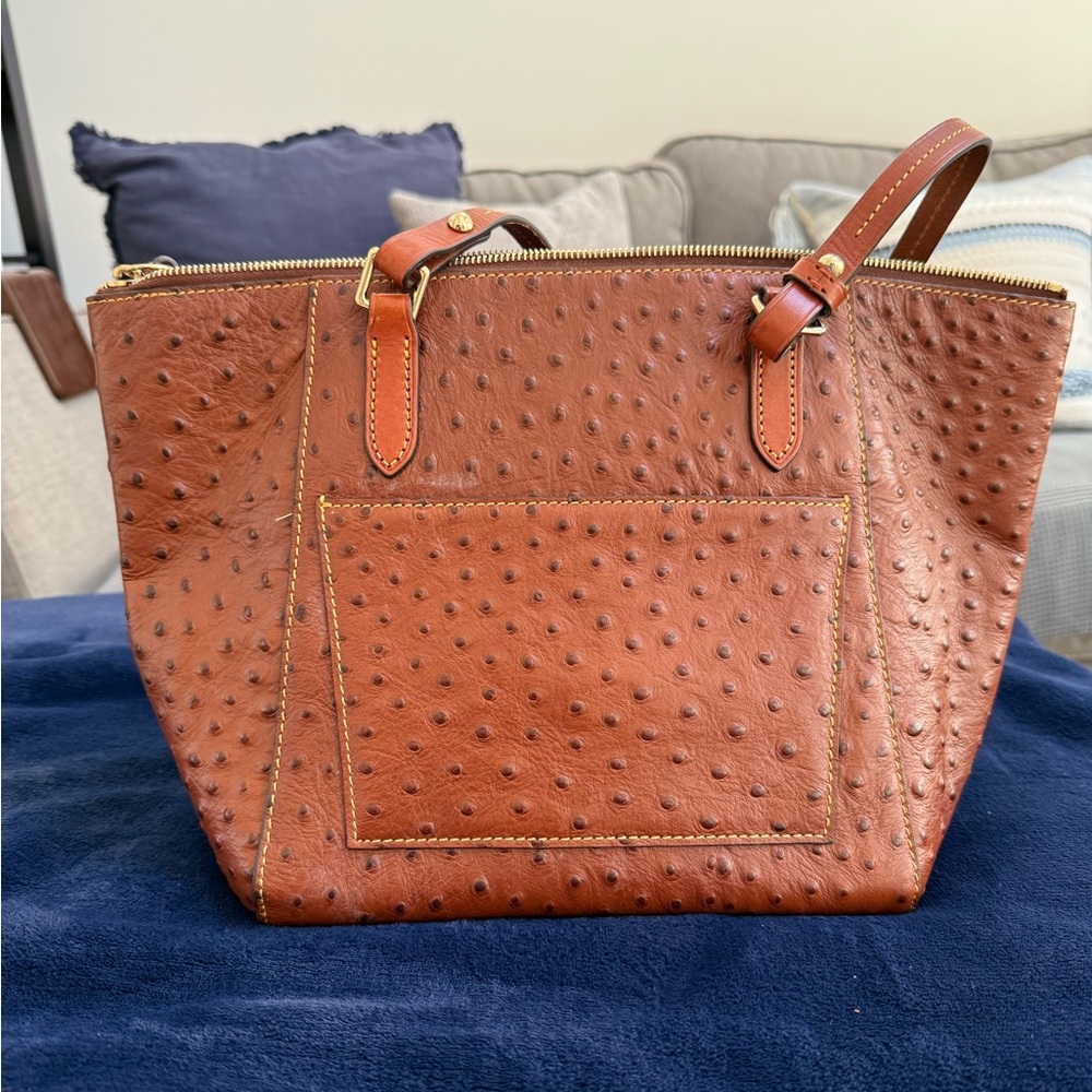 Dooney & Bourke Ostrich-Embossed Tan Leather Tote
